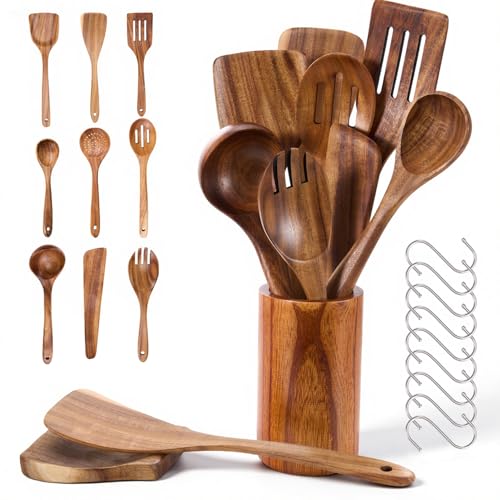 La mejor selección de Utensilios comprados en linea. 46 20pcs Juego de Utensilios de Cocina con Bandeja, Balde de Almacenamiento Y 9 Ganchos, Set Multifuncional de Cucharas para Cocinar, Utensilios Cocinas Saludables, Cucharas para...