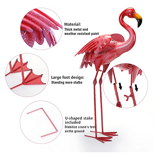 Joyathome Flamingo Garden Statues And Sculptures, Metal Birds Yard Art Outdoor Statue, Large Pink Flamingo Lawn Ornaments For Home, Courtyard，33Inch #TOP5