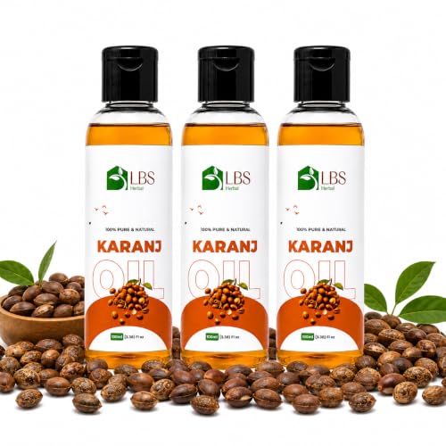 Image of Pure Karanj Oil 100% Extra Virgin Cold Pressed | Natural Carrier Oil for Hair, Scalp & Skin Care | Deep Moisturizing Hair Oil for Dry Scalp & Healthy Looking Hair | 100ml (Pack of 3)