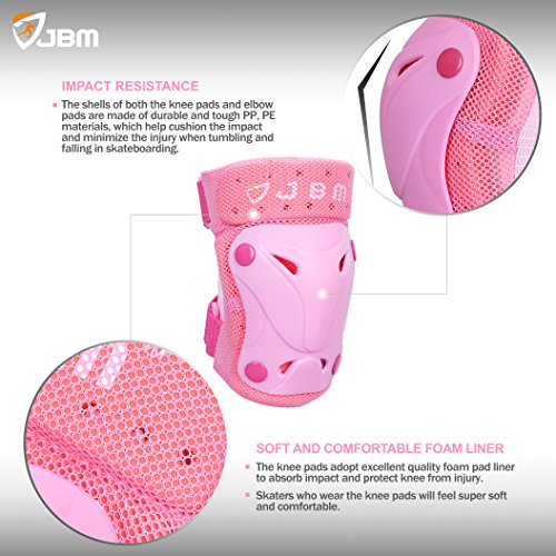 JBM Kids & Adults Knee and Elbow Pads with Wrist Guards Protective Gear Set, Impact Resistance for your Children Outdoor Activities’ Adventure, Roller Skating, Cycling, Scooter, Skateboarding Pads Set