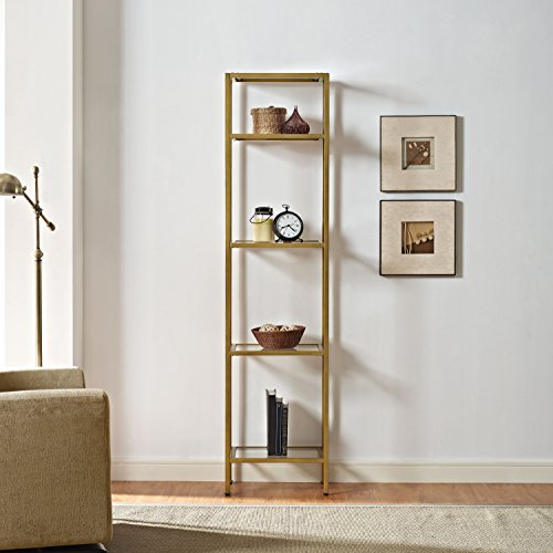Crosley Furniture CF6114-GL Aimee Narrow Bookshelf With Glass Shelves, Bookcase Storage thumb #8