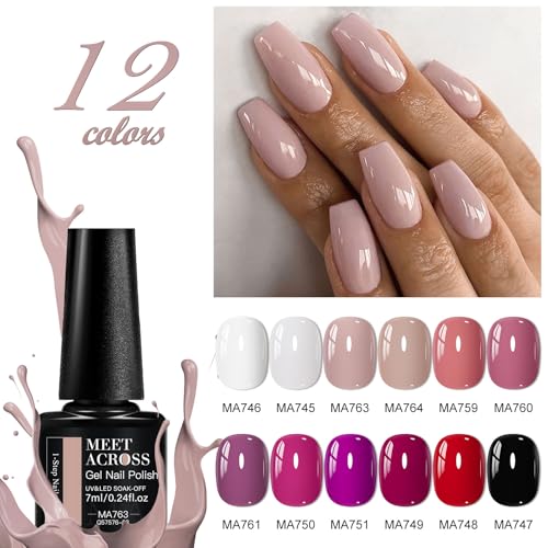 Set de esmalte de uñas gel MEET ACROSS 12 colores miniatura 4