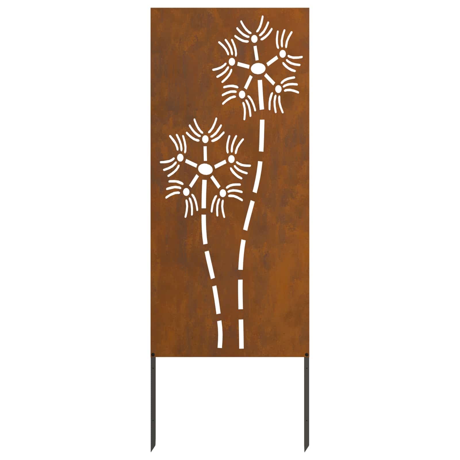 Ogrodowa ochrona przed wzrokiem na płótnie, rdzawa stal odporna na warunki atmosferyczne, 50 x 140 cm, z dekoracyjnymi wstawkami, nowoczesne wzornictwo, na taras i na zewnątrz, tworzy