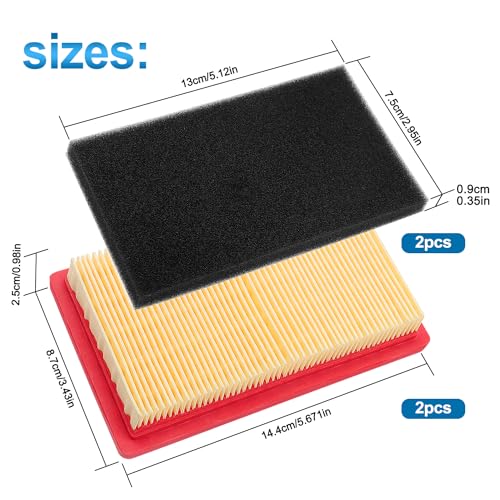 VooGenzek 2 PCS Lawn Mower Air Filter 951-10298, 951-10298 Air Filter, 14 083 15-S Air Filter Replacement, with Pre-Filter - Image 2