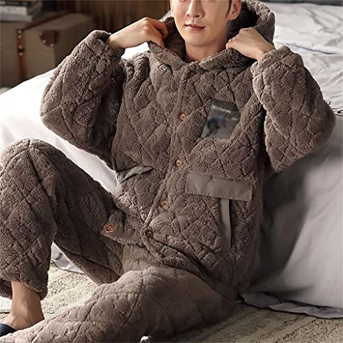 Men's Winter Home Clothes Hooded Three-layer Pajamas Coral Fleece Men's Winter Quilted Thickened4