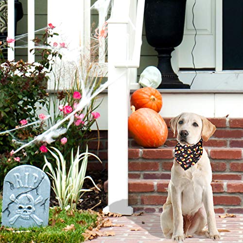 Whaline 5 Pack Halloween Dog Bandanas, Triangle Pet Scarfs Washable Pet Neckerchief Dog Bibs, Pumpkin, Ghost, Candy Corn and Bones Pet Bandanas - Image 6