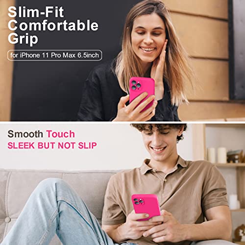 Vooii Compatible With Iphone 11 Pro Max Case, Upgraded Liquid Silicone With [Square Edges] [Camera Protection] [Soft Anti-Scratch Microfiber Lining] Phone Case For Iphone 11 Pro Max - Hot Pink #TOP1