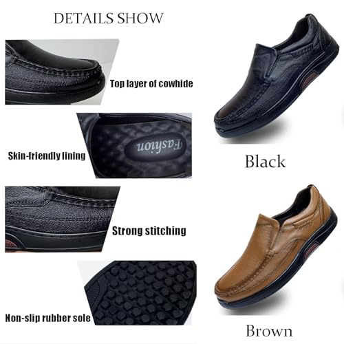 Men's Soft Leather Slip-On Casual Loafers Comfortable and Lightweight Outdoor Non-Slip Round Toe Driving Walking Flat Orthopedic Shoes2