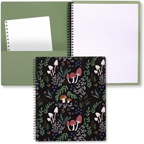 Steel Mill & Co Cute Large Spiral Notebook College Ruled, 11" x 9.5" with Durable Hardcover and 160 Lined Pages, Mint Floral