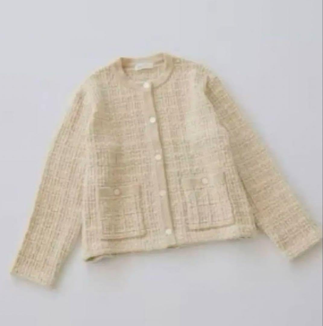 北欧 暮らしの道具店 ツイード ニットジャケット アイボリー