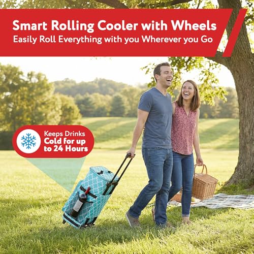 dbest Products Ultra Compact Smart Cart Cooler Extended Insulated Collapsible Rolling Tailgate BBQ Beach Summer Moroccan Tile by dbest products - Image 9