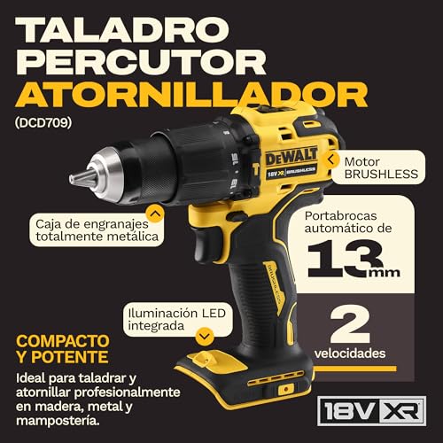 Miniatura 2 de Dewalt Kit Combo 18v De 4 Herramientas Taladro Percutor Compacto, Atornillador De Impacto, Martillo Rotativo Sds-Plus 18v, Amoladora Angular 125mm Con 3 Baterías De 4ah En Bolsa Blanda, Dck424m3-Qw