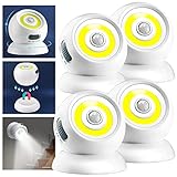 Moukeren 4 Pack Motion Sensor Light Indoor Battery Operated Night Lights 360° Motion Activated Night Light Wall Lights Wireless LED Security Lighting Motion Detector Lights for Stair Closet(White)
