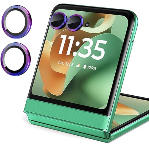 Zeking (2 Set for Motorola Razr 60/Razr 2025 Camera Lens Protector, Scratch-Resistant HD Clarity Ultra-Thin 9H Tempered Glass with Aluminum Edging, Individual Metal Lens Cover(Color)