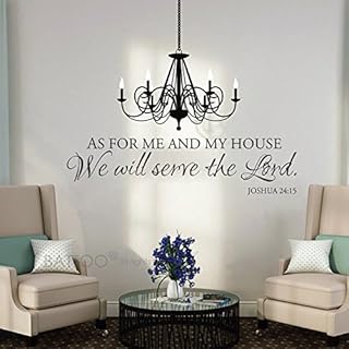 BATTOO As for Me and My House Wall Decal - Scripture Quote Vinyl Decal - Vinyl Lettering - Vinyl Wall Decal - Bible Verse - Christian Wall Art(Black, 50