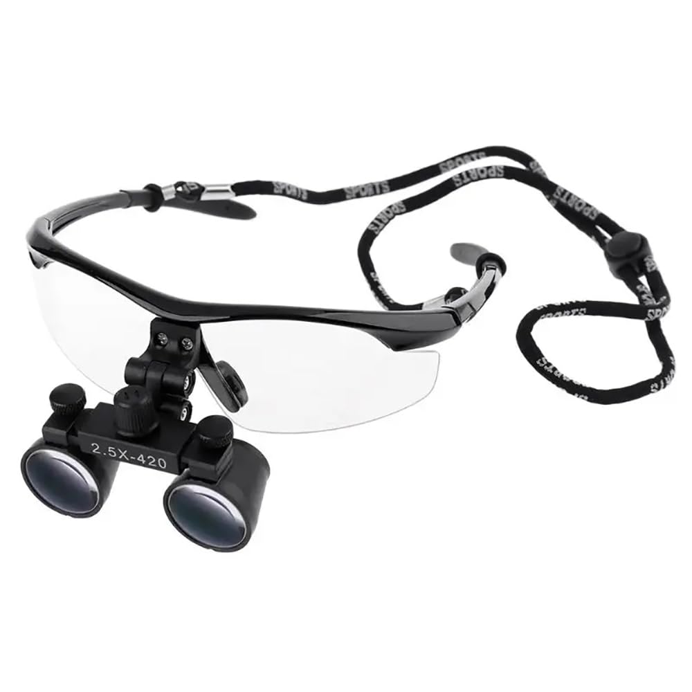 Generic Dentistry Binocular Magnifier 2.5X 3.5X Dental Loupes Ultra-Lightweight Surgical Optical Glass Lens Headband Glasses for Clinic (3.5X-420), Black