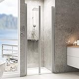 Schulte Duschkabine Garant Pendeltür Nische, 100 x 200 cm, 6 mm Sicherheitsglas beschichtet, Profile alu-natur, Montage auf Duschwanne oder Fliese