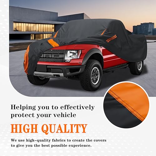 Image of Truck Cover Waterproof All Weather Fit Length up 250 inch Size T4 | Heavy Duty UV Resistant, Dustproof Regular Cab Short Box Fit Ford Ranger /F100,Chevy C10 S10,Ram 150 /250,Nissan Frontier etc