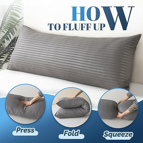 Cosybay Dark Grey Full Body Pillow Insert Fluffy Long Bed Pillow For Adults
