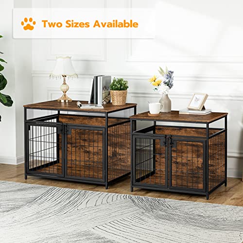 Hoobro Dog Crate Furniture, Wooden Dog Crate, Dog Kennels With 3 Doors Indoor, Decorative Mesh Pet Crate End Table For Medium/Small Dog, Chew-Resistant Dog House, Rustic Brown And Black Bf83Gw03 #TOP5