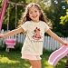 QISSYILY Girls Capybara Shirt Kids Cute Graphic Tees Kawaii Animal Print Shirts Funny Capybaras Cartoon Theme Summer Outfits(Apricot,120)