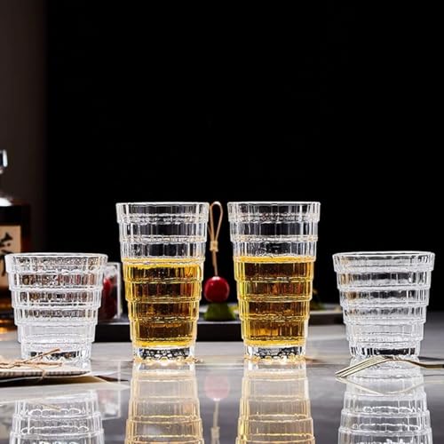 Image of Premium 350ML Juice Glasses Drinking Glasses, Highball Lead-Free Glasses, Tumblers for Water, Juice, Beer, Cocktail and Mixed Drinks - Pieces, Transparent (Hiball Glasses, 4 Count (Pack of 1))