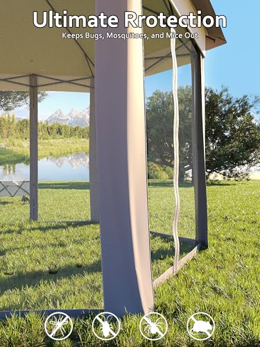 Garvee 13x13FT Pop Up Gazebo Screen Tent,Hexagonal Instant Gazebo Tent with Mosquito Netting Outdoor Canopy,6 Sided Sun Shelter with Mesh Netting,Pavilion Tents for Patio,Light Gray+Dark Gray