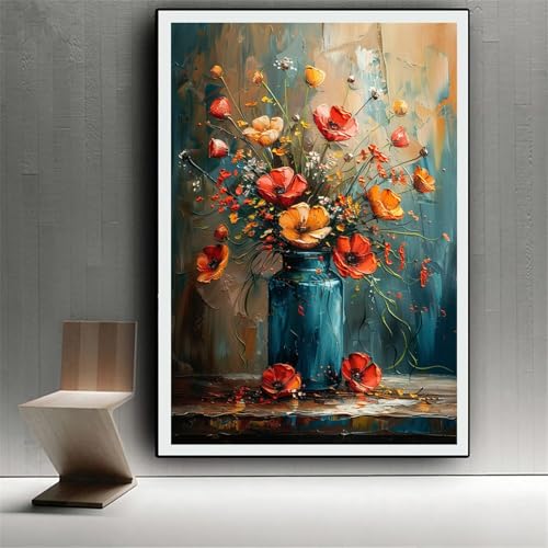 Kit complet diamond painting adulte fleur : broderie diamant 5D grand format 70x90cm 0z-211