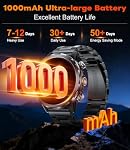 1000mAH Battery Smart Watch for Men Military, 1,85”Smartwatch with Answer/Make Calls, LED Flashlight, 100+ Sports Modes, Health Tracking, IP68 Fitness Watch for Android iOS,2 Straps&2 Chargers, Gray