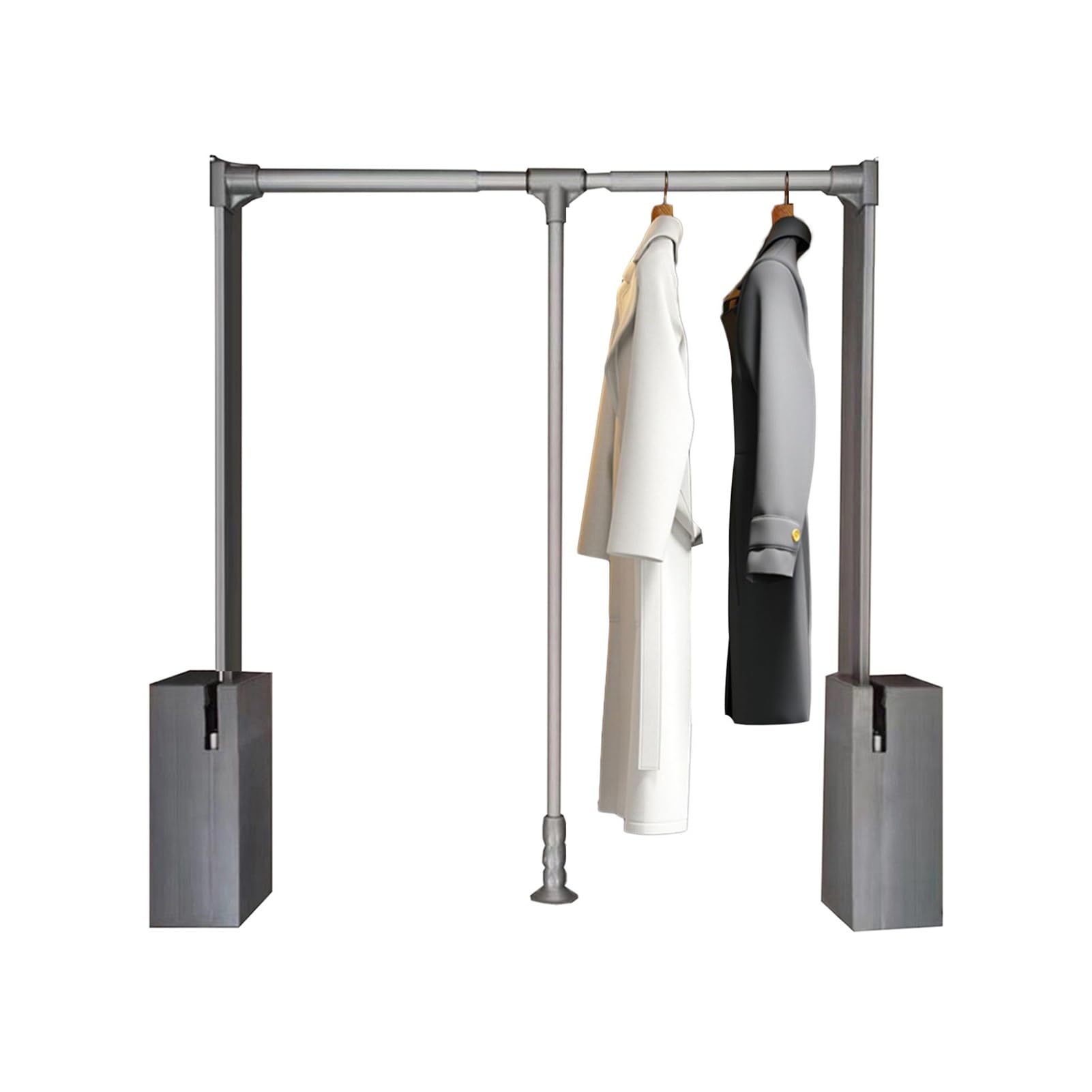 GTHTUHFD Adjustable Pull Down Closet Rod Aluminum Alloy Double Buffer Hanging Rail For Wardrobe 15Kg Load Capacity Perfect For Bedroom Cabinets & Nizing Clothes Color 1-Width 940-1260mm