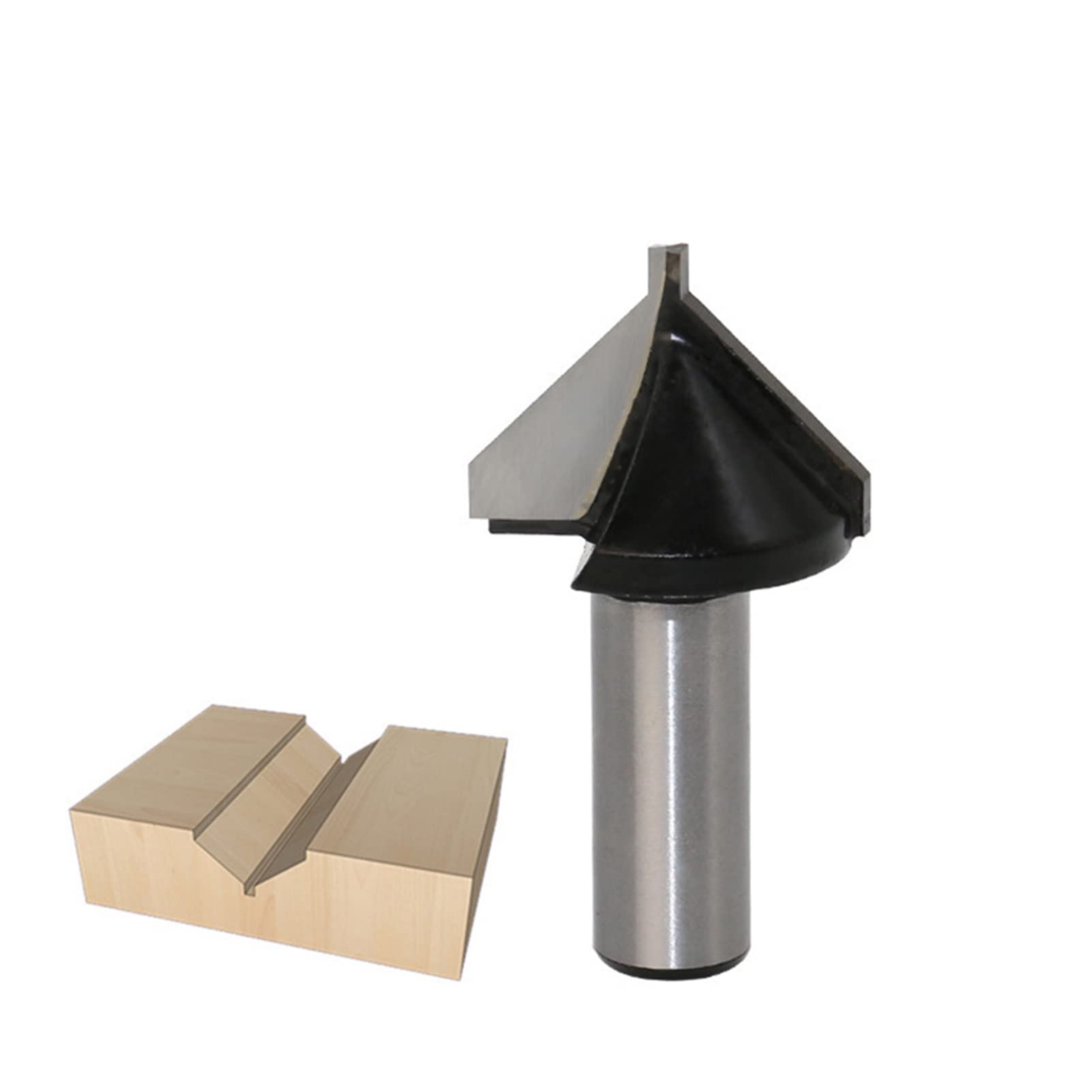 Cortador de fresado de superficie 1 pieza 12.7mm Shank 32mm Diámetro V-Groove Ruta recta Router Bit Tungsten Carbide Cortador de madera Herramientas de carpintería