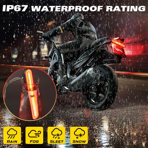Image of Alopee 9 inch Universal Motorcycle Tail Light with Turn Signals 10V-30V | 3-in-1 Waterproof Motorcycle Brake Light Used for Chopper, Truck, ATV, UTV, ADV, Pick-up and Golf Cart (with 1 Wrench)