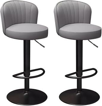 Adjustable Swivel Bar Stools Set Of 2 With Backrest And Footrest Counter Height BrownGrey