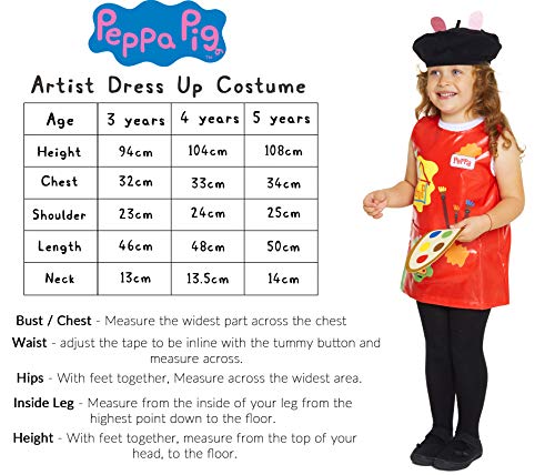Peppa Pig Kunstenaarskostuum voor kinderen met schilderschort, baret, schilderpalet en speelgoedpenseel, kostuum voor meisjes, maat 3, 4 of 5 jaar, cadeau-idee voor verjaardagsfeestje, kostuum - multi - 4 jaar - Image 8