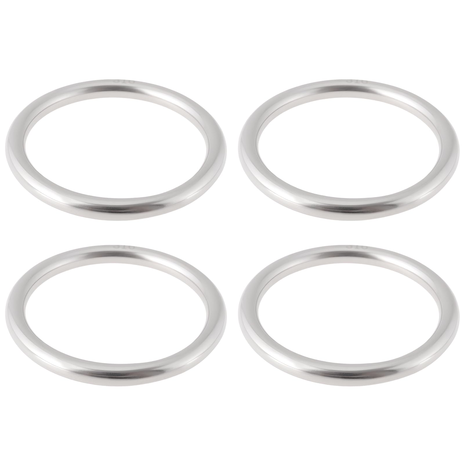 Briny River 4Pcs 316 Stainless Steel Round Ring ID 50mm Thick 6mm Welded O-Rings Marine Rope Webbing Mooring