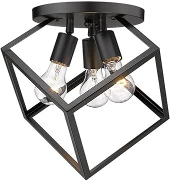 Matte Black 3-Light Semi-Flush Cassio by Golden Lighting