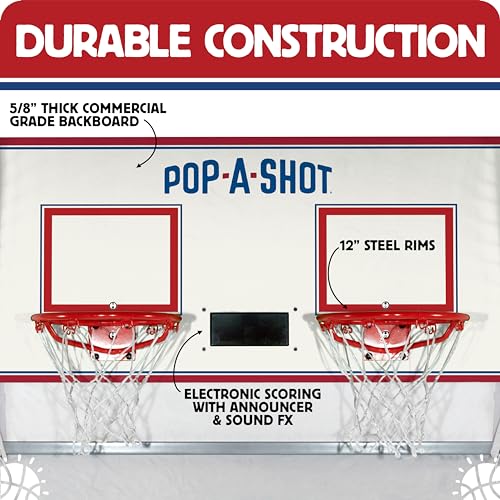 Pop-A-Shot - Pro Dual Shot | Commercial Grade Arcade Basketball at Home | Infrared Sensor Scoring | 16 Game Modes | 7 Balls | Foldable Storage - Thumbnail 3