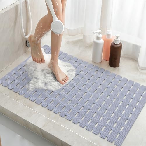 Smiry Shower Bath Mat Non Slip with Comfort Textured Surface 40 x 70 cm Cut-to-Fit Quick Drying for Inside Shower Machine Washable Bathtub Mat for Elderly Dark Grey