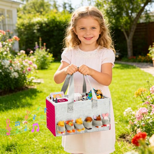 Image of Carrying Case for Toniebox Travel Bag for Tonies Starter Set & Audio Player Felt Cloth Portable Bags for Toniebox 2 Kids Travel Toy Organizer Tote Bags Handbag