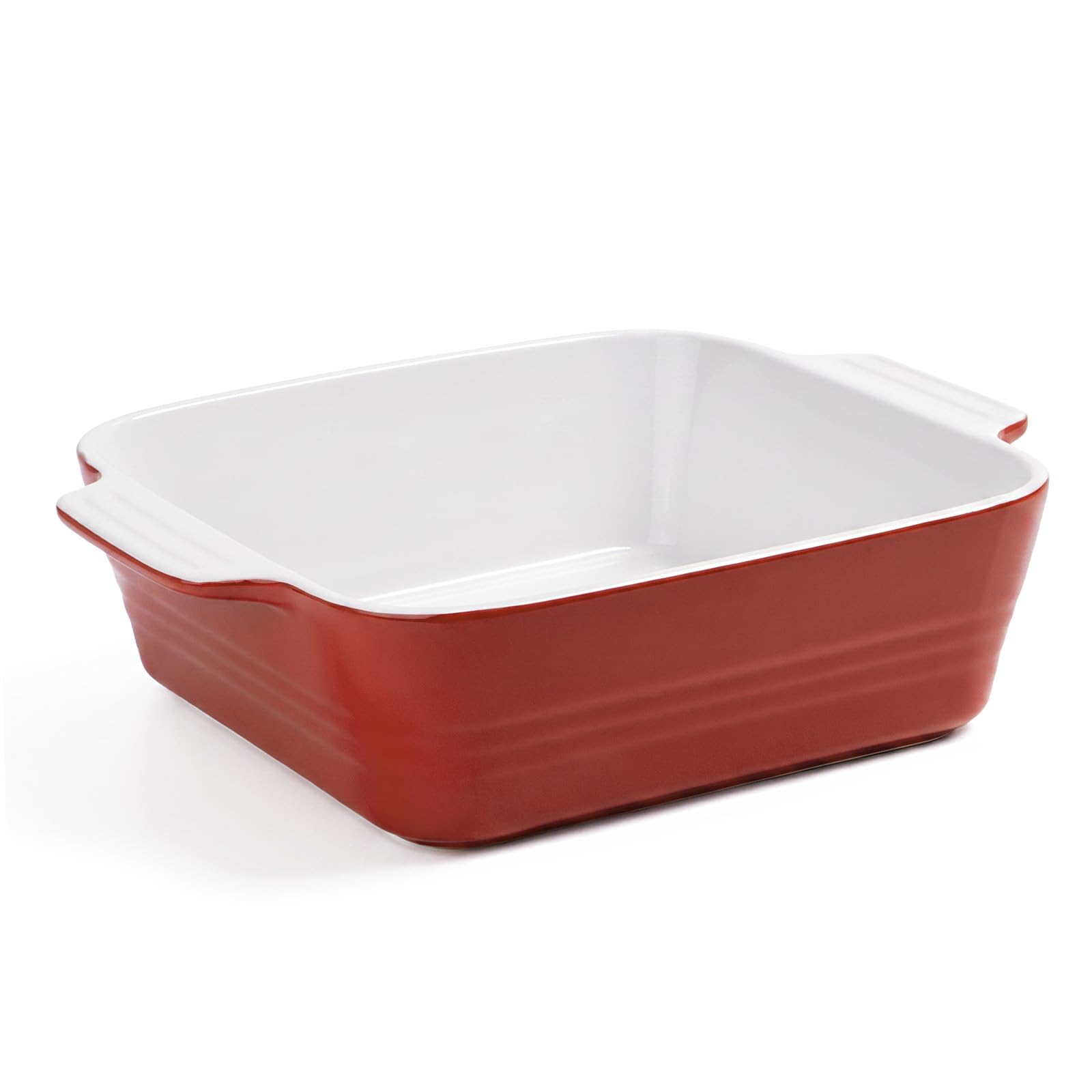 DOWAN 8x8 Baking dish, Square Baking Pan, Ceramic Casserole Dishes for Oven, Cake Pan with Handle, for Brownie, Lasagna, Casserole, 2 Quart, Home Gift, Wedding Gift, Red