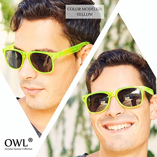 OWL Retro 80's Vintage Sunglasses Clear and Smoke Lens Colored Frame UV Protection4