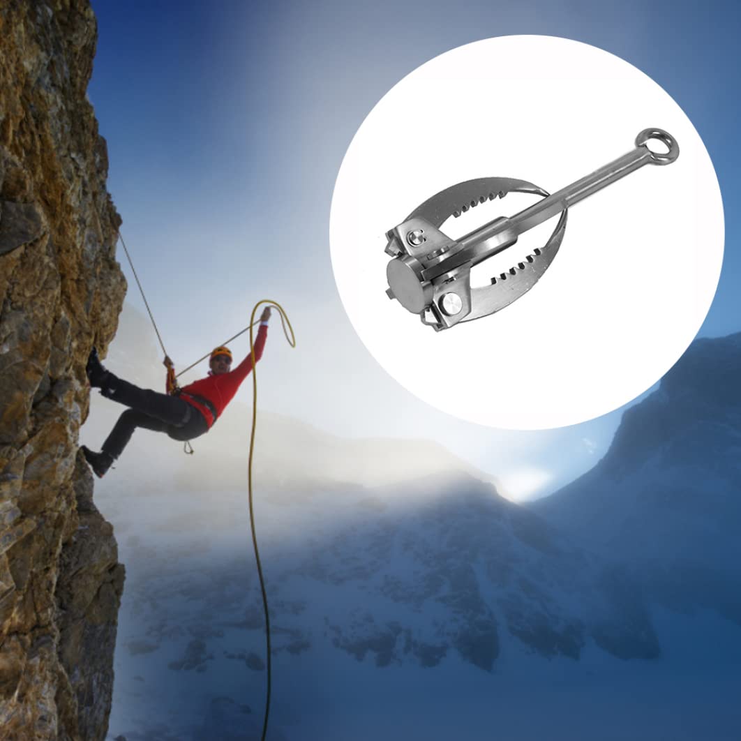 Enterhaken, Edelstahl-Klapp-Enterhaken, Kletterklaue, Überlebenswerkzeug, Ausrüstung für Outdoor-Klettern, Wandern, Taschen-, mit Seil