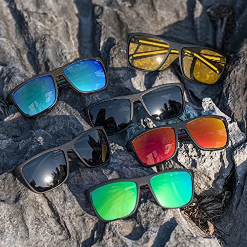 MAXJULI Polarized Sunglasses for Men, Sports Driving Fishing Light Frame UV400 Protection Square Sun Glasses 81352