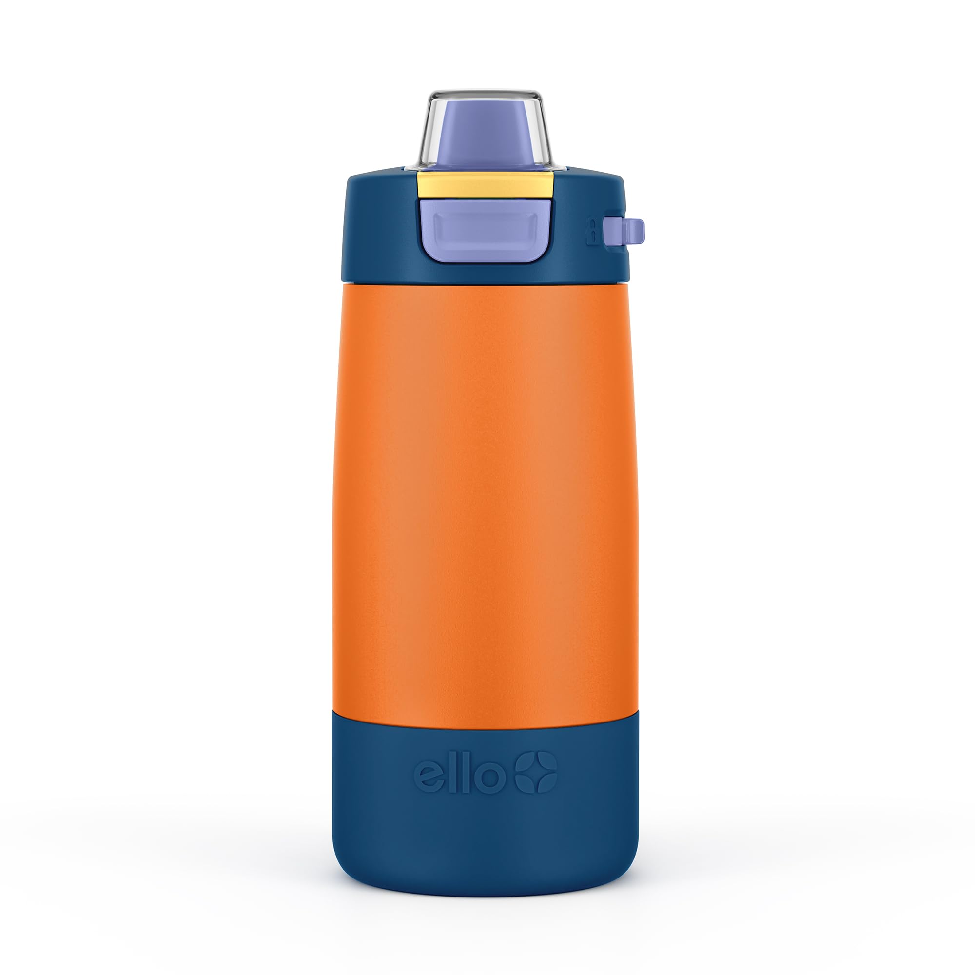 Ello Kids Colby 12oz Stainless Steel Insulated Water Bottle with Straw and Built-In Silicone Coaster Carrying Handle and Leak-Proof Locking Lid for