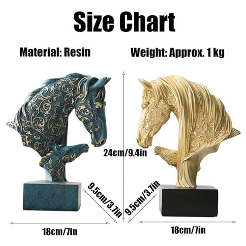 Statue de cheval décoration de bureau en résine bleue de 9.4 pouces - 6