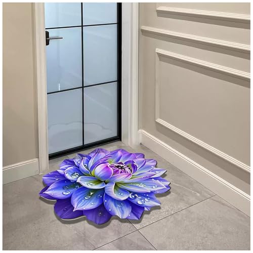 Floral Diatomaceous Earth Floor Mat 3D Flowers Pattern Bath Mat Non-Slip Bath Rug Safe Absorbent Quick Drying Bathmat Suitable for Bathroom Kitchen Entrance (Style 7, 23.62"/60cm)