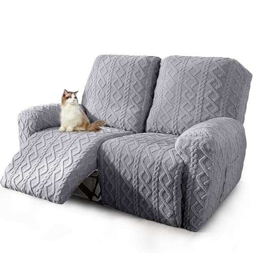 JOKIVTOU Loveseat Recliner Covers 6 Pieces Reclining Sofa Slipcovers with Pocket& Elastic Bottom, 2 Seaters Lazy Boy Non Slip Love Seat Sofa Couch Slipcover, Thick Soft Feel, Washable