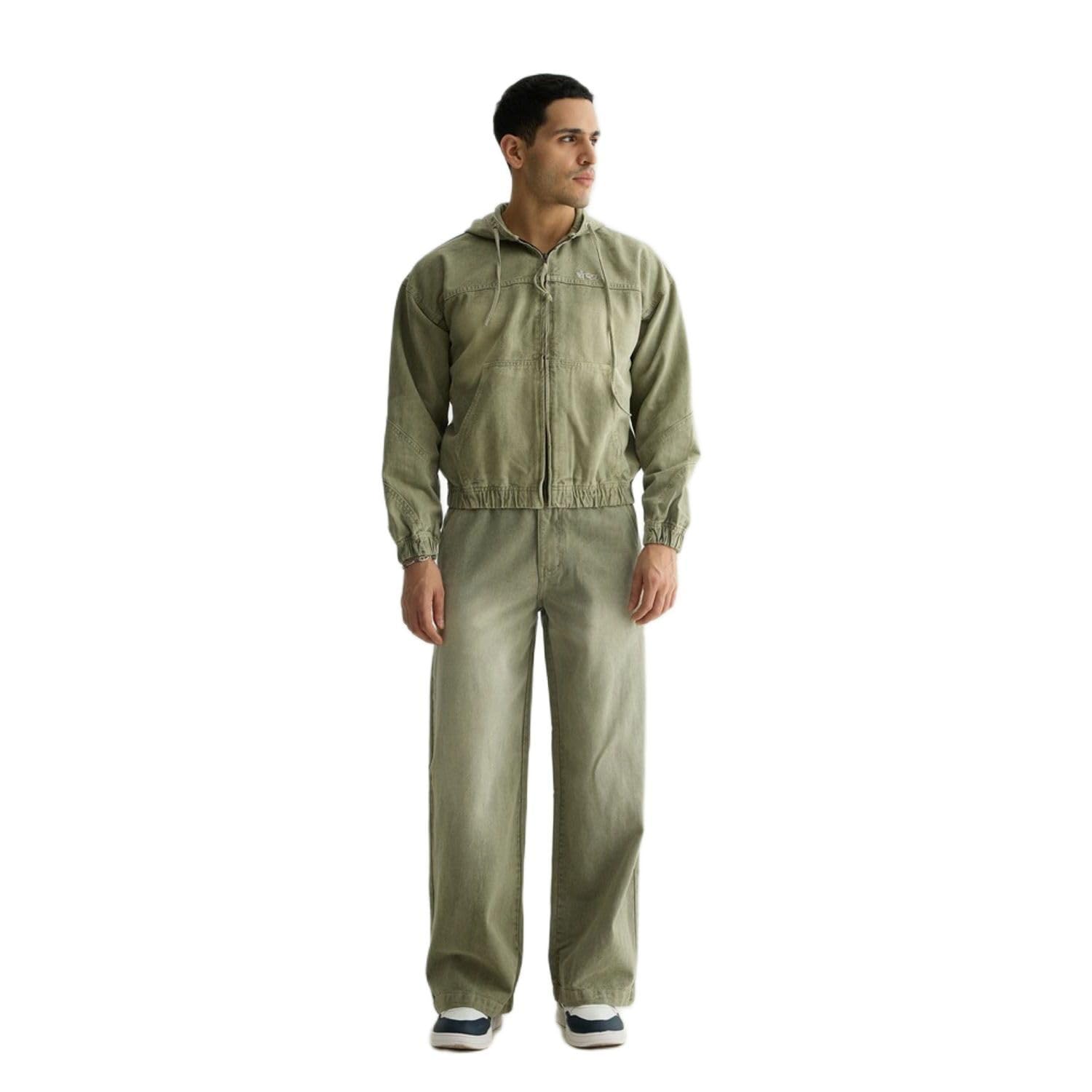 Olive Washed Denim Hoodie-image-20