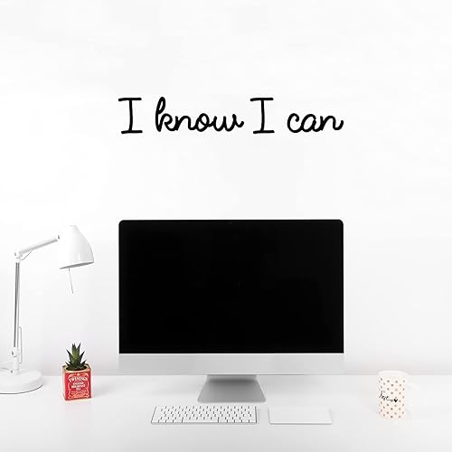 Calcomanía de vinilo para pared, con texto en inglés "I Know I Can", 4 x 25 pulgadas, calcomanía motivacional de moda con cita positiva para el