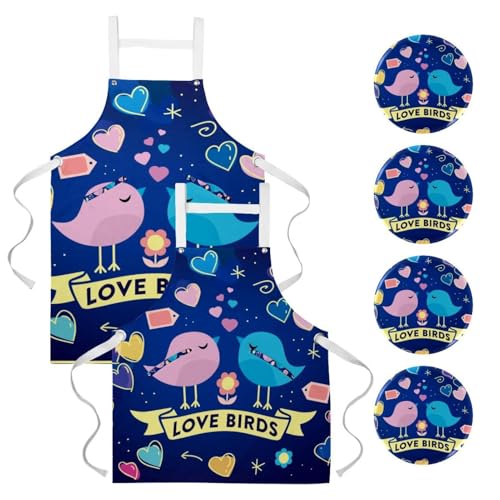Tablier de serveuse pour restaurant et bistrot au look bleu